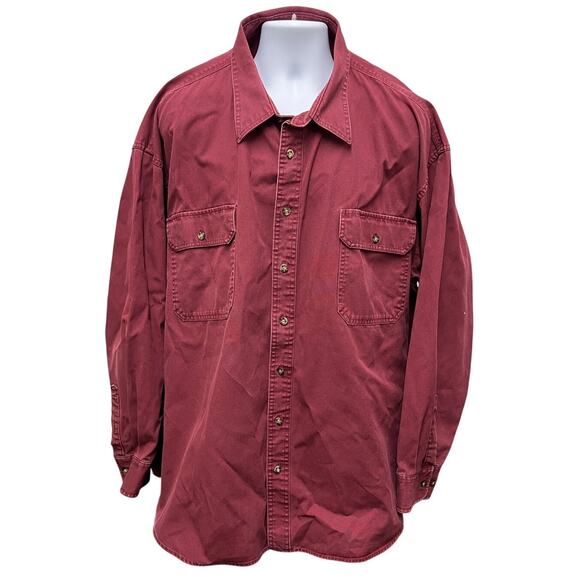 VTG  Cabela's Men's 4XL Tall Red Heavy Shacket Button Down Shirt - Picture 1 of 4